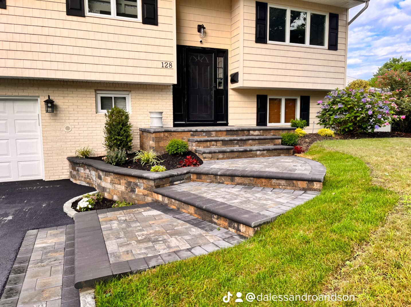 Paver steps leading up to a front stoop — Commack, NY